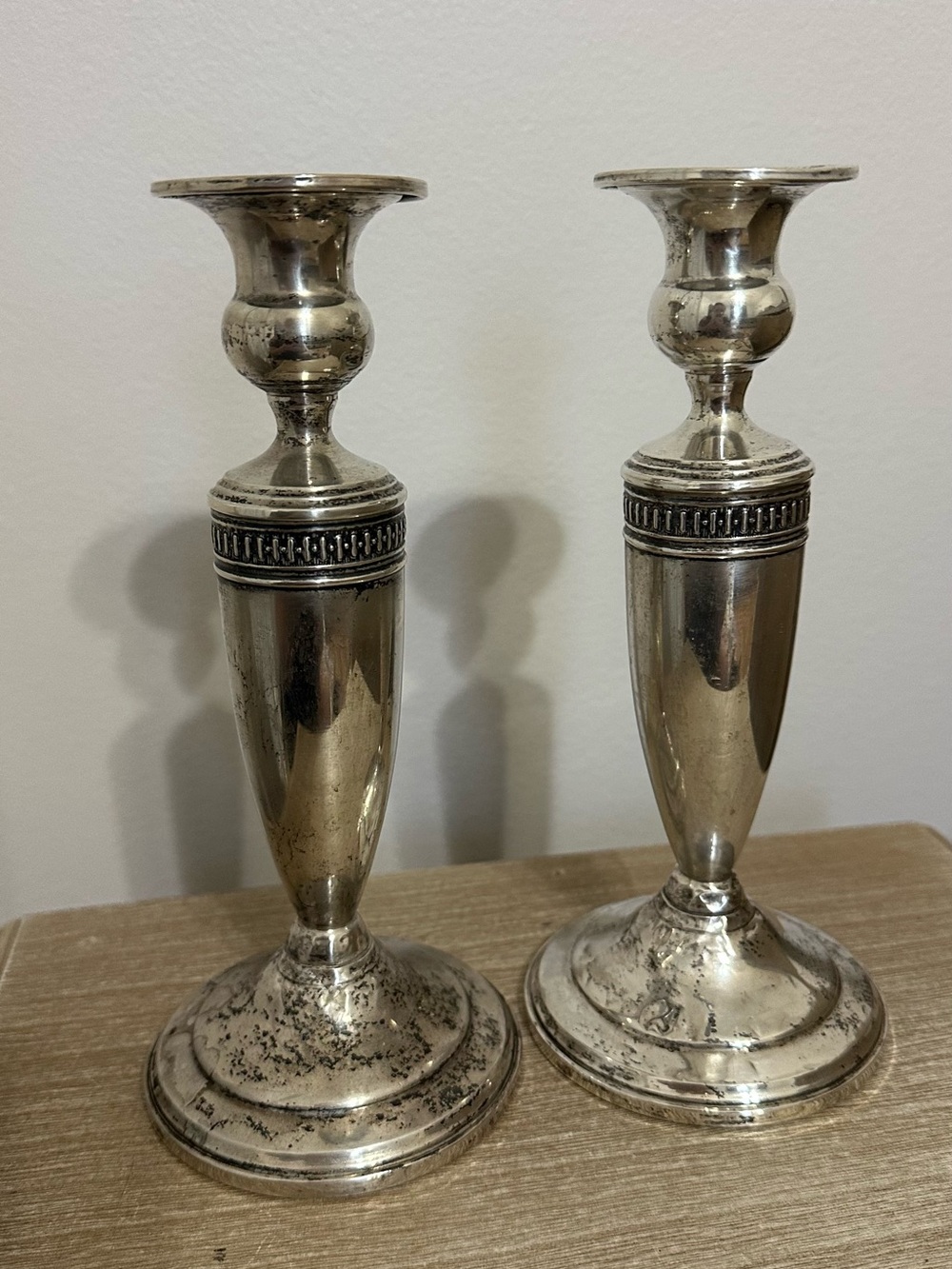 MUECK-CAREY CO 925 STERLING SILVER REINFORCED W/CEMENT #262 CANDLESTICKS